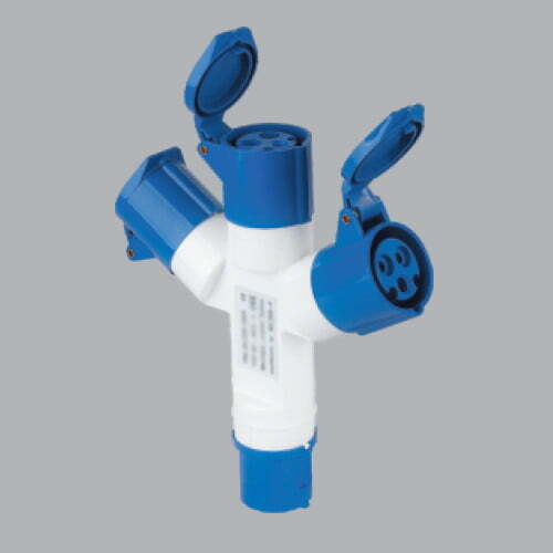 9mpe-mpn-1013-1 Ổ cắm di dộng chia 3 ngã 16A 2P+E(6h) IP44 MPE MPN-1013