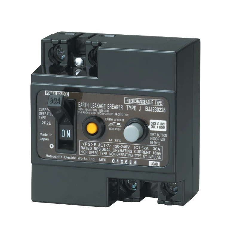 bjj23022-8-1 Cầu dao an toàn chống rò 2P 30A 1.5kA 15mA Panasonic BJJ23022-8