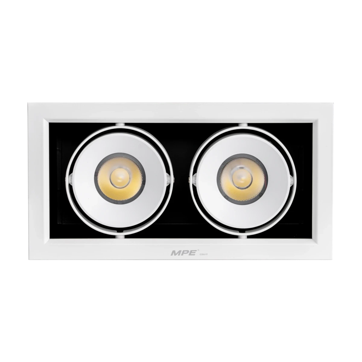 dls-220t-1 Đèn LED downlight vuông gắn âm 2x20W sáng trắng MPE DLS-220T