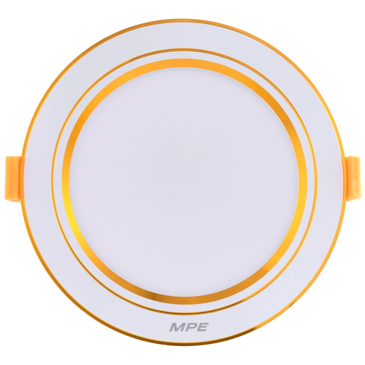 dlv-12t-2 Đèn LED downlight nhôm âm trần viền vàng 12W sáng vàng MPE DLV-12V