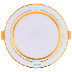 Đèn LED downlight nhôm âm trần viền vàng 12W sáng vàng MPE DLV2-12V