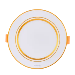 Đèn LED downlight nhôm âm trần viền vàng 5W sáng trung tính MPE DLV2-5N