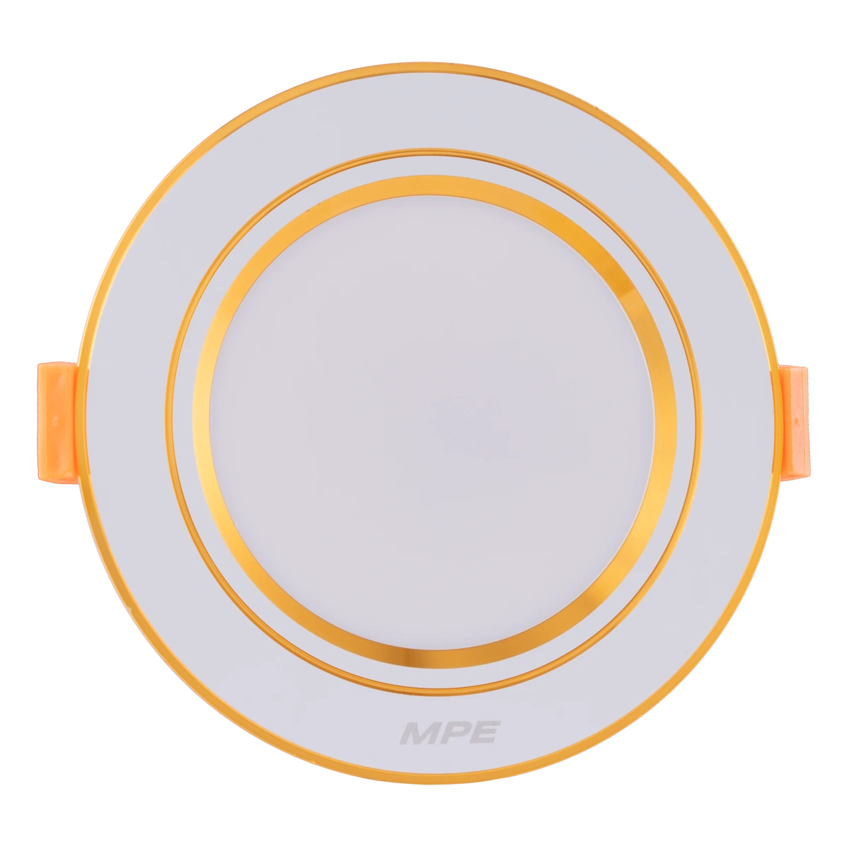 dlv2-7t-2 Đèn LED downlight nhôm âm trần viền vàng 7W sáng vàng MPE DLV2-7V