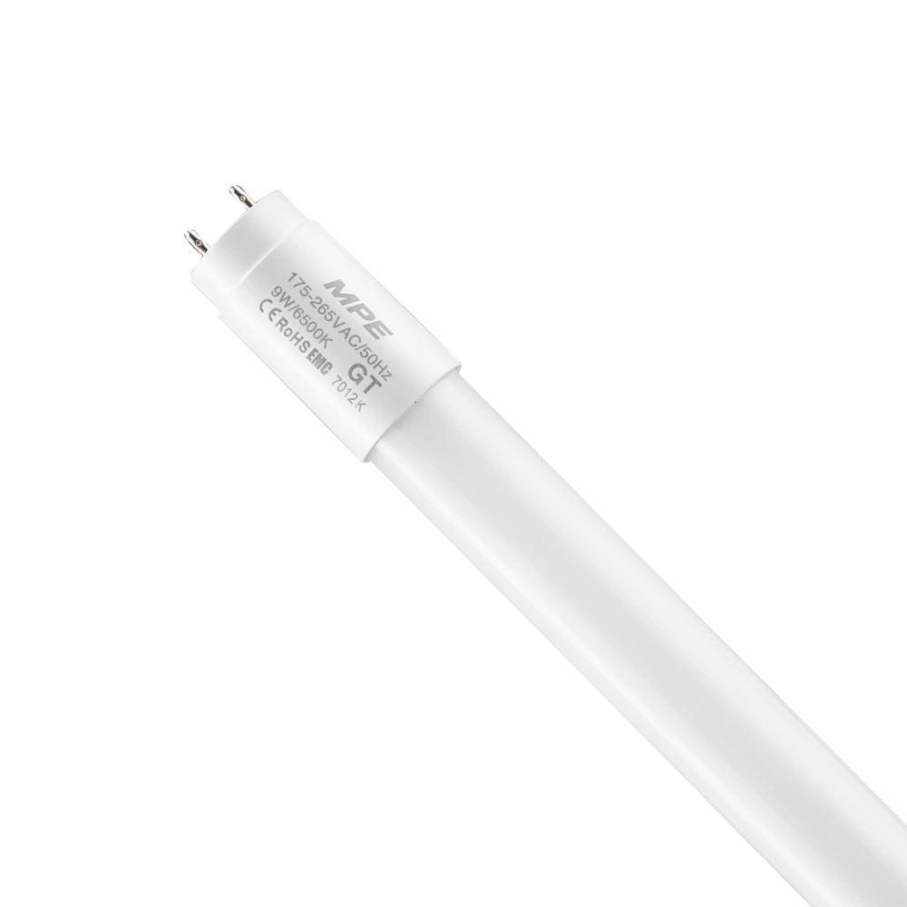 gt-60t Bóng đèn LED tube thủy tinh T8 0.6m 9W sáng trắng MPE GT-60T