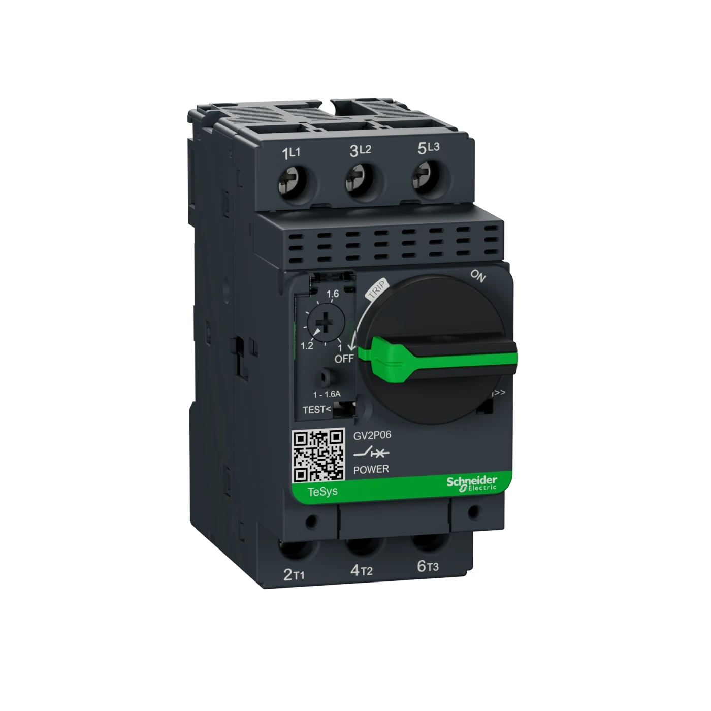 gv2p06 CB bảo vệ động cơ GV2P 1...1.6A loại từ nhiệt Schneider GV2P06