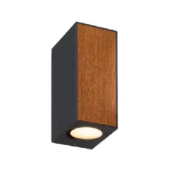 Đèn LED gắn tường ngoài trời màu gỗ 2x7W sáng vàng Nanoco NBL2621WD
