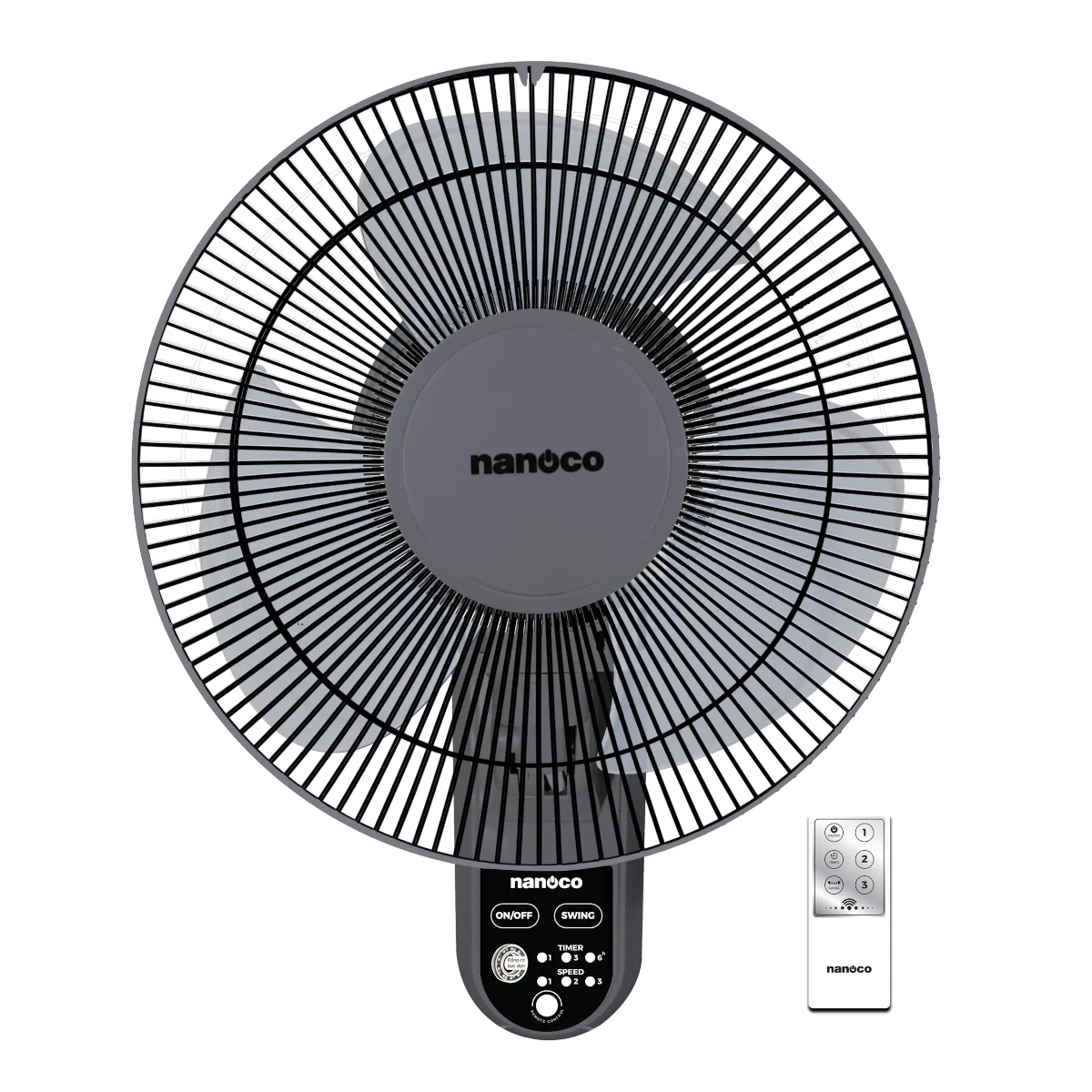 nwf1219rc-gr Quạt treo tường remote màu ghi Nanoco NWF1219RC-GR