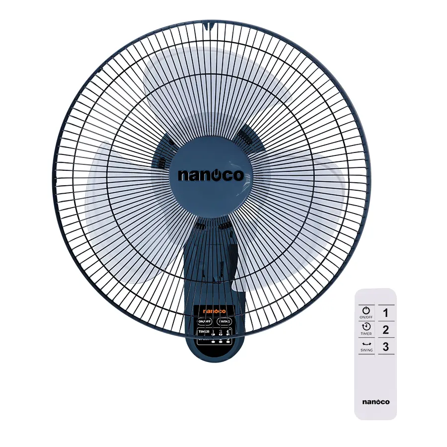 nwf1612rc-bl Quạt treo tường remote màu xanh Nanoco NWF1612RC-BL