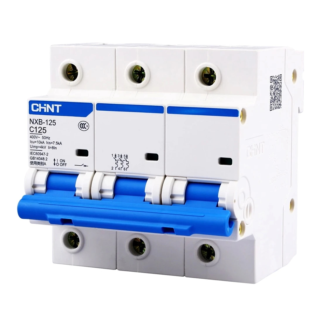 nxb-125-3p-1 Cầu dao tép MCB NXB-125 3P C80 10kA Chint