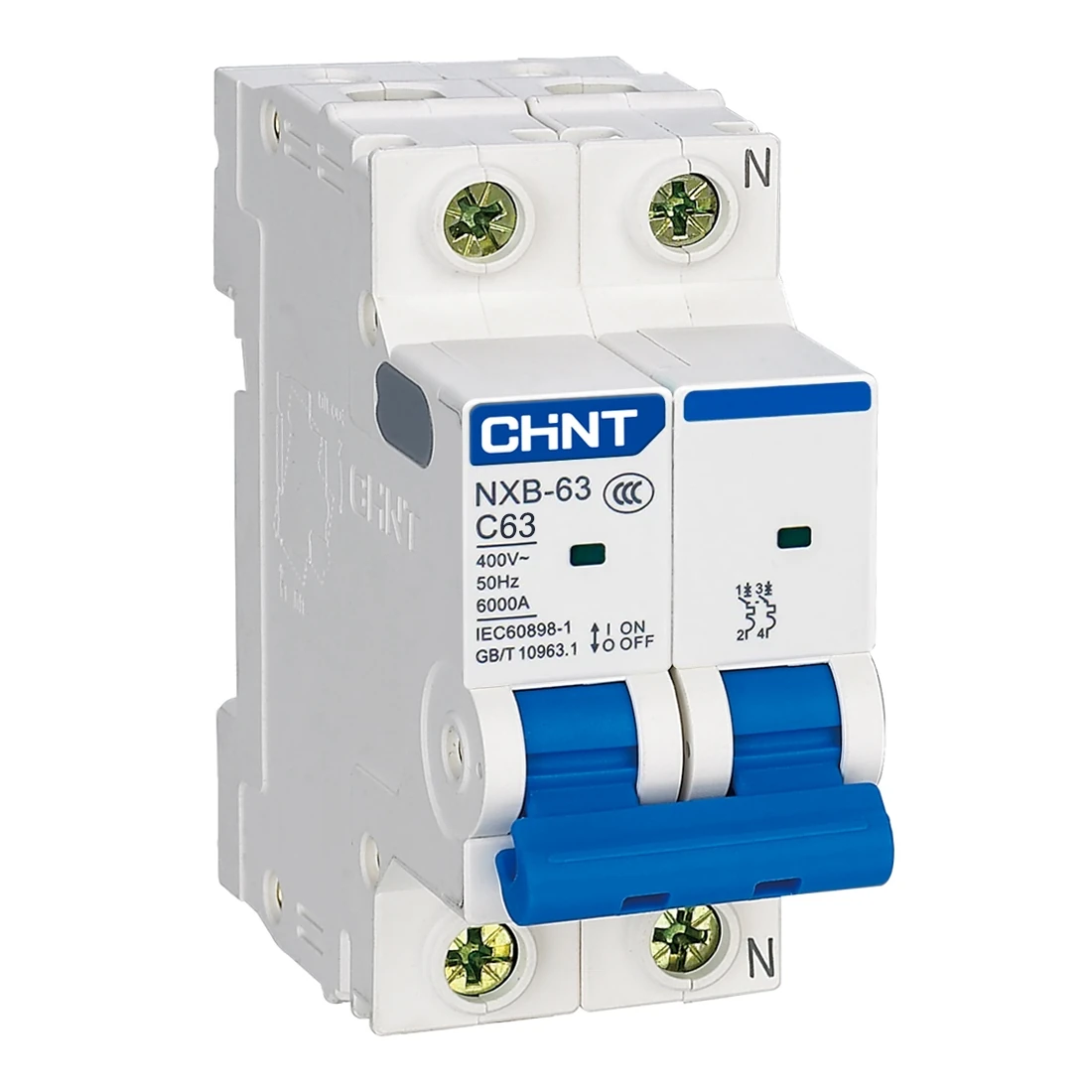 nxb-63-2p-1 Cầu dao tép MCB NXB-63 2P C20 6kA Chint