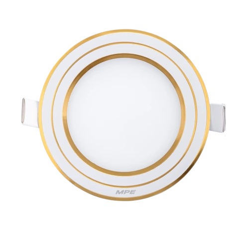 rpl-9st-g-1 Đèn LED panel nhôm âm trần viền vàng 9W đổi màu MPE RPL-9S/3C/G