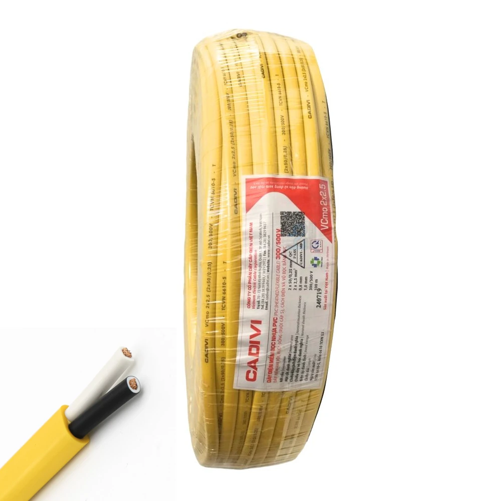 vcmo-5 Dây điện oval ruột mềm VCmo-2x2.5mm2, 300/500V Cadivi
