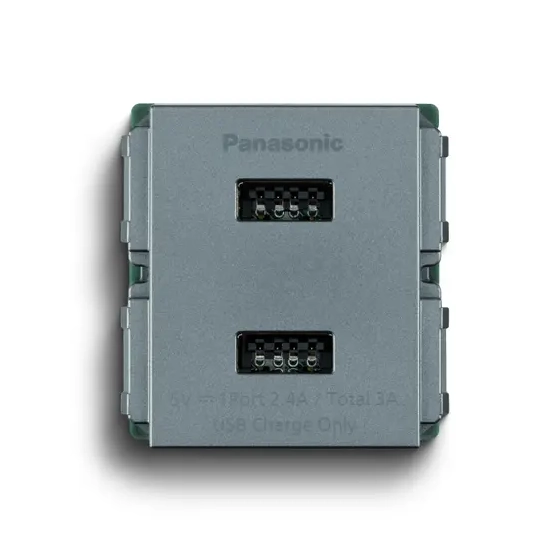 wef11821myh-vn Ổ cắm sạc USB 2 cổng cắm nhanh màu xám ánh kim Panasonic WEF11821MYH-VN