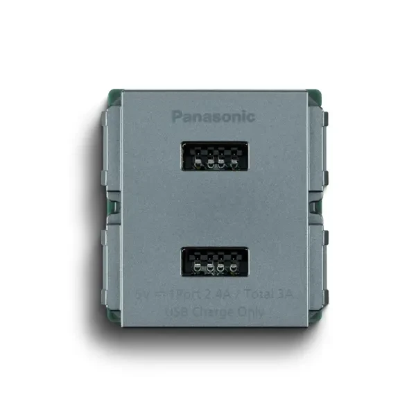 wef14821myh-vn Ổ cắm sạc USB 2 cổng chuẩn A - C cắm nhanh màu xám ánh kim Panasonic WEF14821MYH-VN