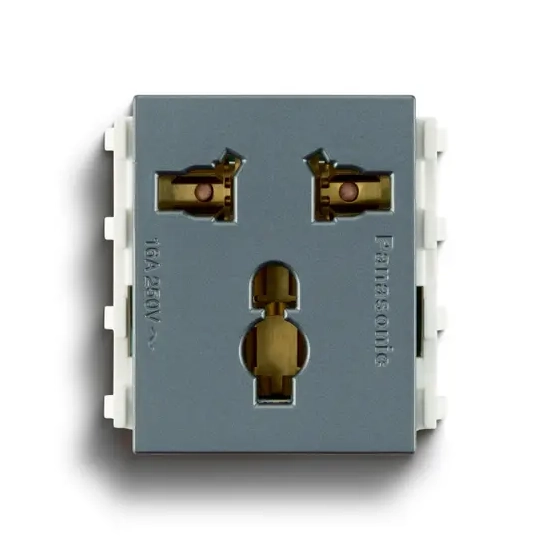 wev1171myh Ổ cắm đa năng có màn che 250VAC - 16A màu xám ánh kim Panasonic WEV1171MYH