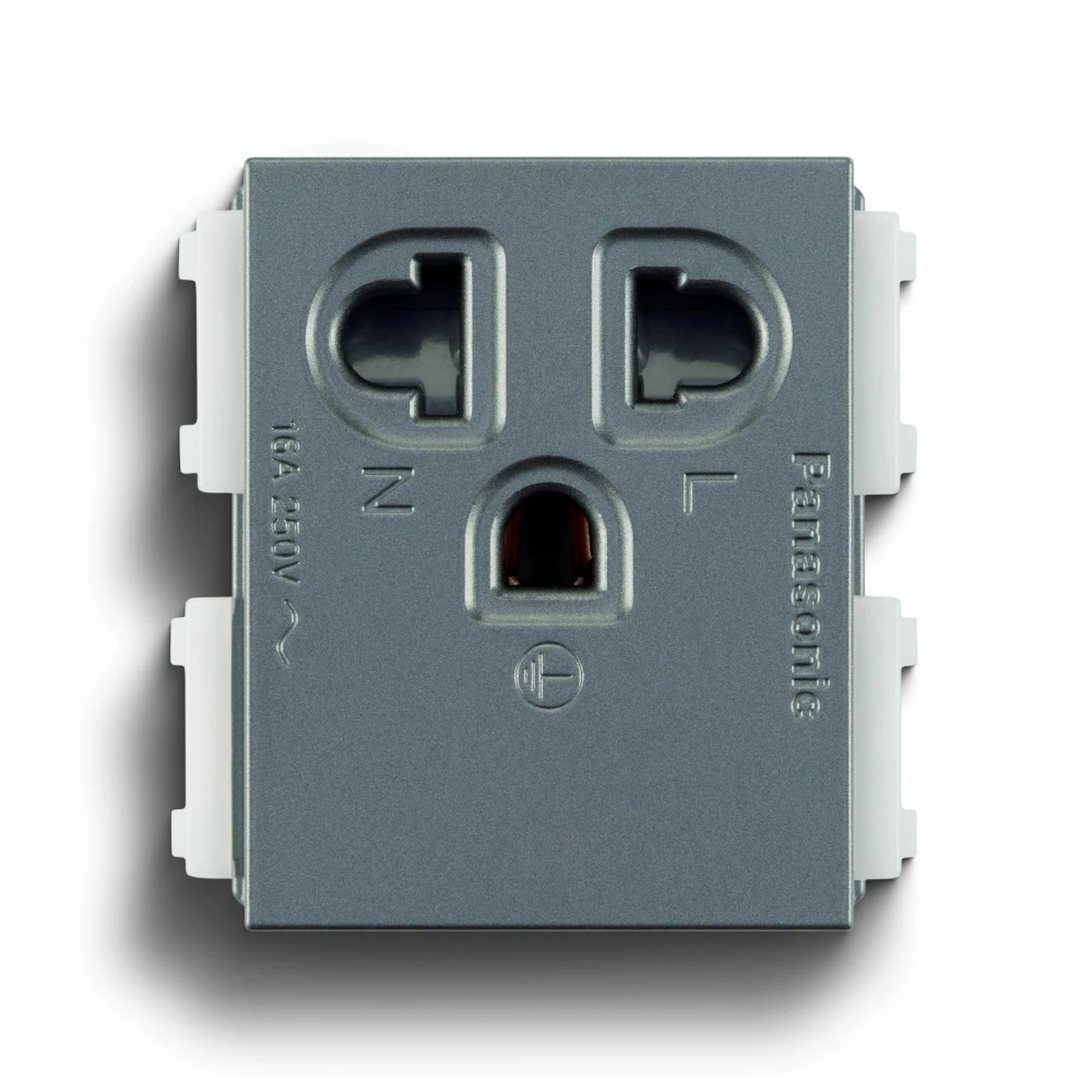 wev1181myh-1 Ổ cắm đơn 3 chấu 16A cắm nhanh màu xám ánh kim Panasonic WEV1181MYH