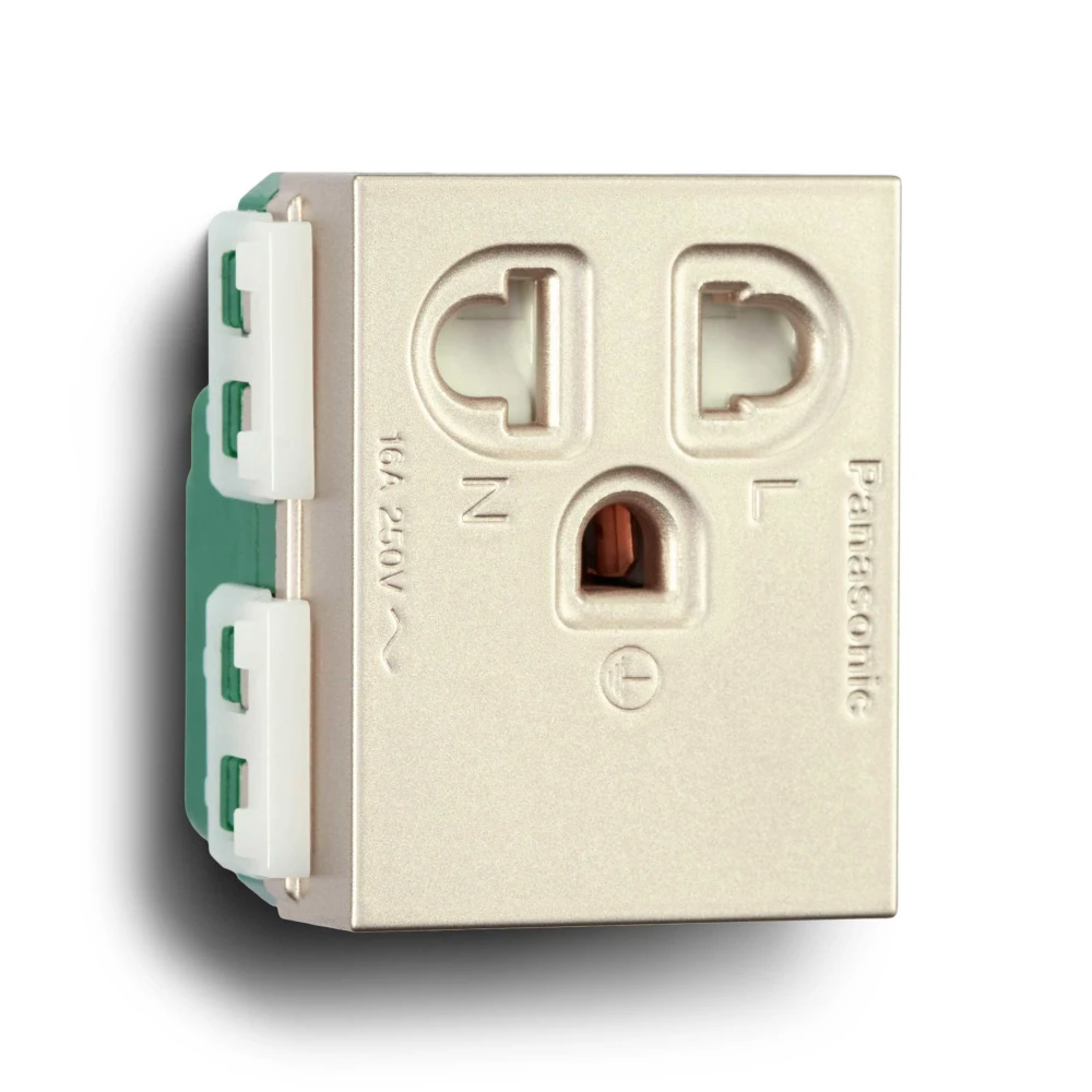 wev1181myz-1 Ổ cắm đơn 3 chấu 16A bắt vít màu vàng ánh kim Panasonic WEV1181-7MYZ