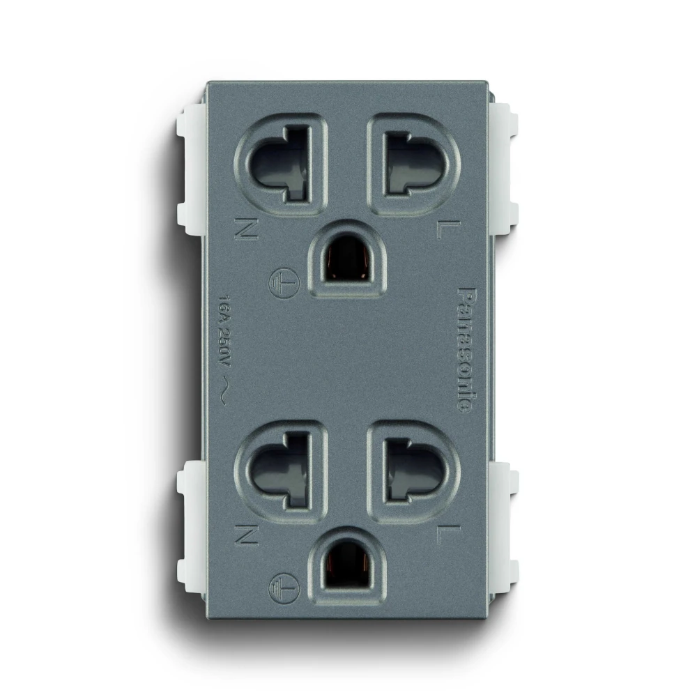 wev1582myh Ổ cắm đôi 3 chấu 16A cắm nhanh màu xám ánh kim Panasonic WEV1582MYH