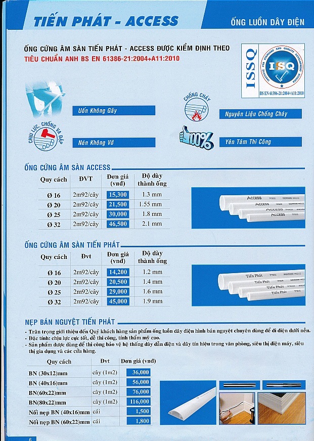 bang gia ong dien luon day dien