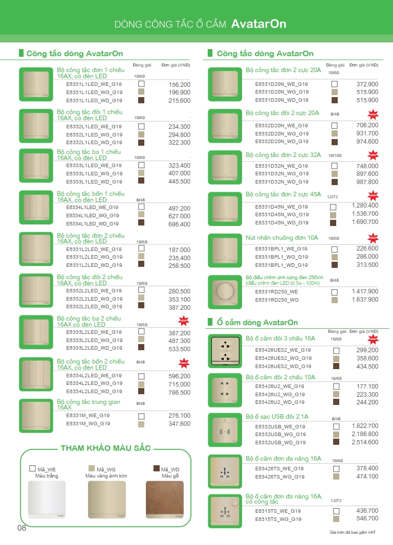 Dong cong tac o cam Avataon 8