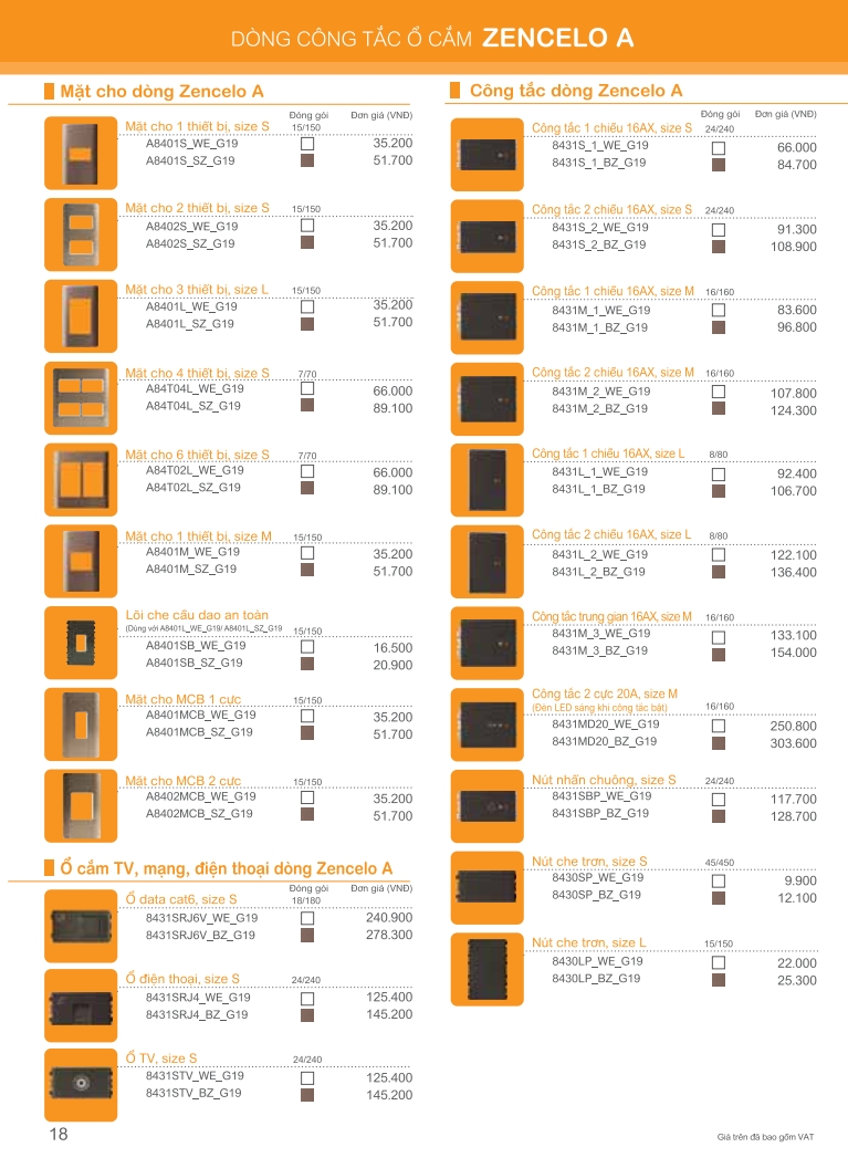 Dong Cong tac o cam zencelo A 18