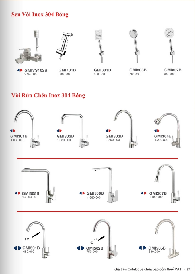 sen vòi inox bóng Gama