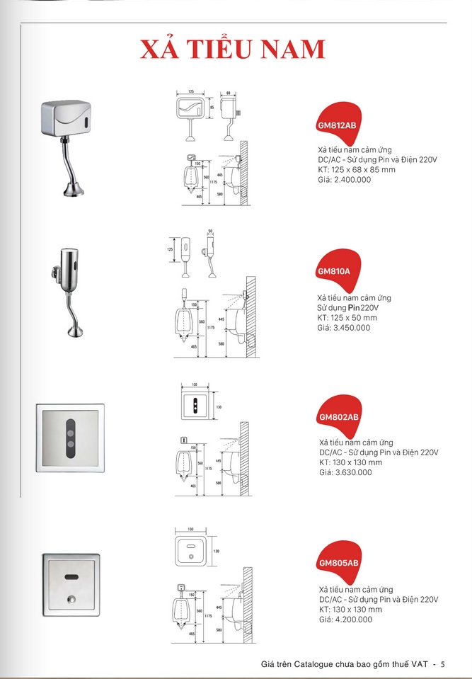 xả tiểu nam cảm ứng Gama