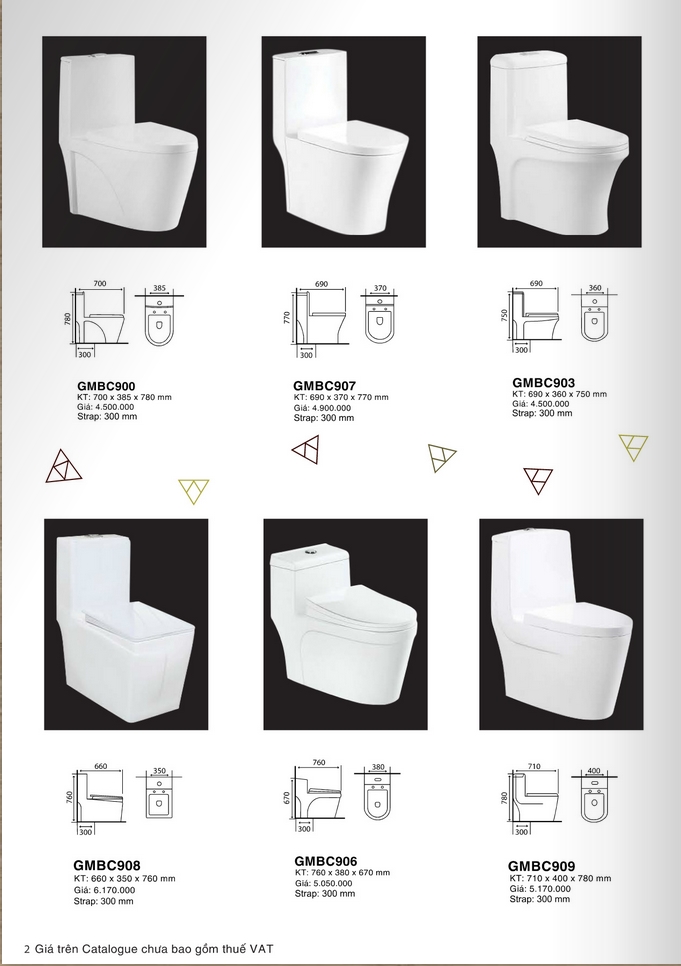 Bảng giá Bồn cầu 1 khối Gama