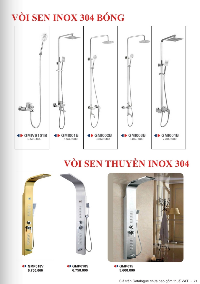 vòi sen inox 304 bóng Gama